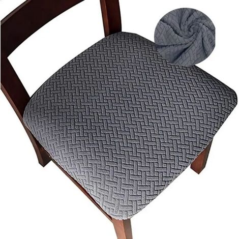 Housses de siège pour chaises de salle à manger Housses de coussin de siège de cuisine extensible Lot de 4 - Gris (1/4)