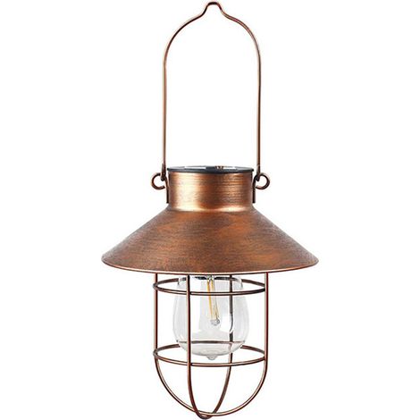 Lustre rétro en fer forgé pour éclairage extérieur de jardin, crochet bronze en S, décoration de camping, suspension vintage, grand modèle. (1/5)