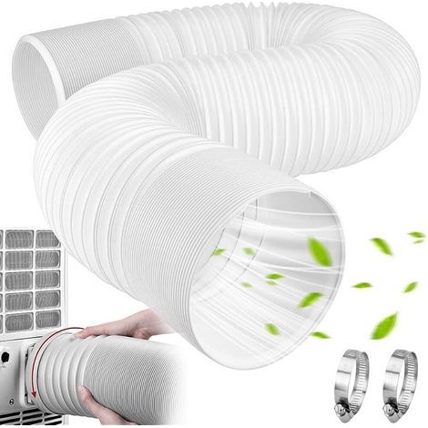 Tuyau évacuation climatiseur mobile 15 cm – Rallonge flexible 2,5m avec 2 colliers de serrage – Résistant à l'usure et rétractable (1/5)