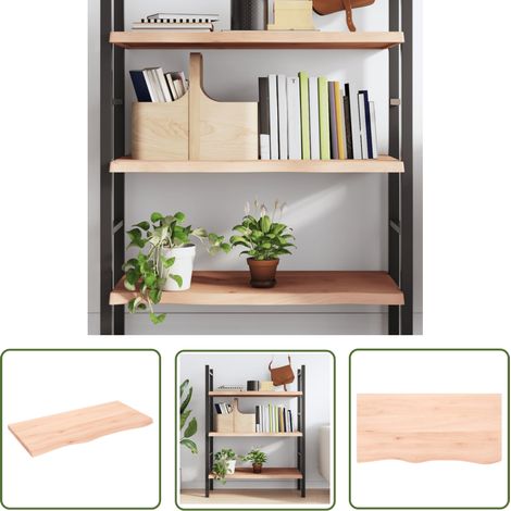 The Living Store Étagère murale 100x50x(2-4) cm bois de chêne massif non traité - Étagère Murale - Étagère Rustique - Étagère Bois Chêne - Rangement Mural - Décoration Murale (1/5)