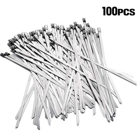 100pcs 300mm x 4,6mm Attaches Câbles en Acier Inoxydable de Haute Qualité Métal Collier de Serrage en Acier Inoxydable Bandage de Serrage en Acier de Bandage en Métal Bandage Relie