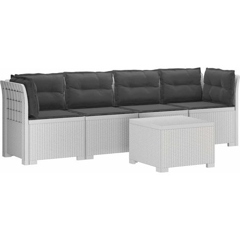 Maison Exclusive - 4-Sitzer Gartensofa mit Kissen Rattan Look PP (1/5)