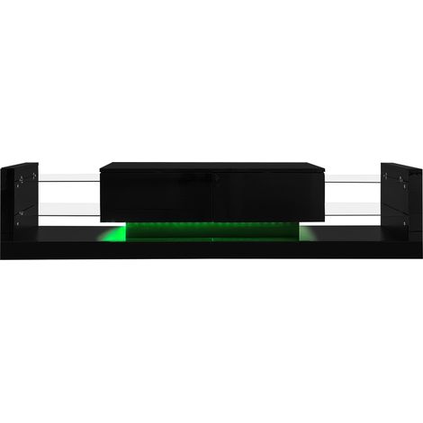 Mueble TV alto brillo con LED 181 cm para televisores hasta 80 pulgadas negro HOMVRA (1/5)