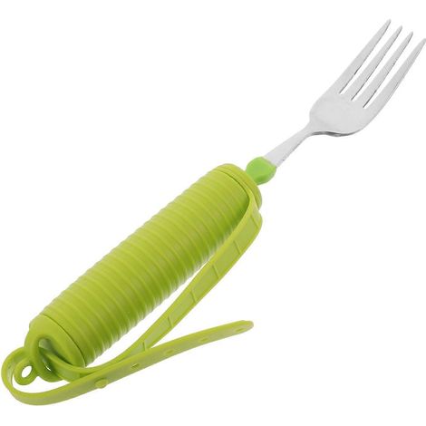 Couverts adaptés aux personnes âgées et handicapées : fourchette anti-tremblements avec manche en silicone, en acier inoxydable, pour les mains faibles, les tremblements et l’arthrite. (1/5)