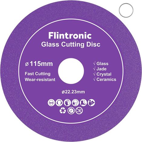 Flintronic 1pc Disque Coupe Verre, Disque Diamant 115 Carrelage, Disque à Tronçonner Diamant, Disque Carrelage pour Bouteille, Porcelaine, Jade, Granit, Verre(115 x 22.23mm)
