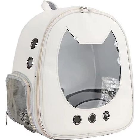 Transporttasche für Katzen und Hunde, transparenter Haustier-Reiserucksack, tragbare und atmungsaktive Katzentransporttasche (3-c-6) – Weiß