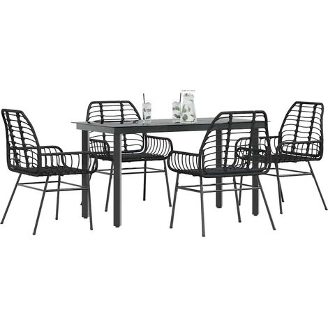 Juego de comedor jardín 5 piezas ratán sintético vidrio negro vidaXL (1/5)