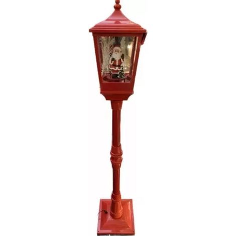 LAMPIONE NATALIZIO LUMINOSO NATALE CON BABBO NATALE 26x26x135cm CON LUCI E SUONI