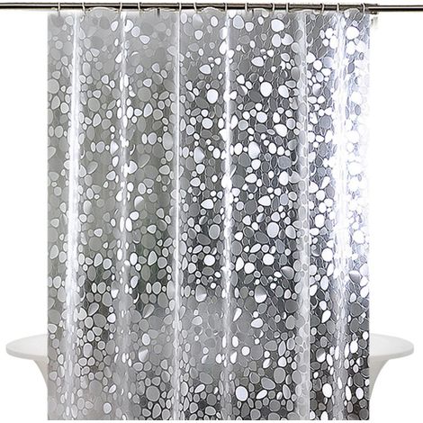 Cortina de ducha transparente e impermeable para baño, 180 cm de ancho. (1/5)