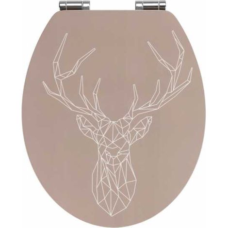 Wenko Sedile WC Premium Stag - Sedile WC con chiusura automatica ammortizzata, MDF, 37.5 x 44 cm, Multicolore (1/5)