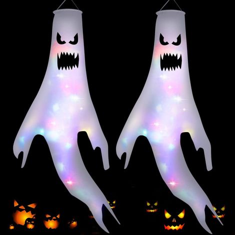 Windsock - Ghost - 120 cm - LED Lights - Outdoor Halloween Decoration - Pack of 2 (1/5)