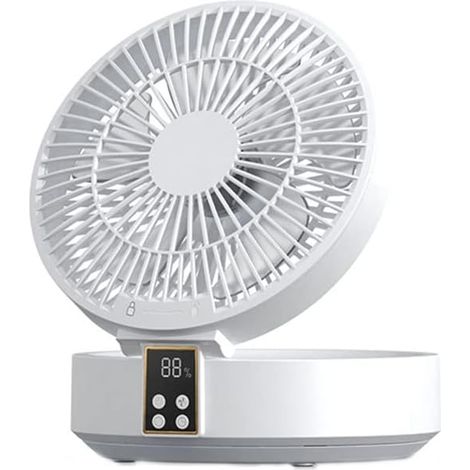 Ventilateur Silencieux Ultra Puissant, Ventilateur de Table Portable, Ventilateur de Bureau USB Rechargeable, 1000mAh Batterie 120°Rotative Table Fan avec LED, Télécommande, Minuterie, 3 Vitesses (1/5)