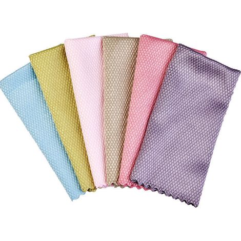 CCYKXA (Zufällige Farbe) Mikrofasertücher, Reinigungstücher, 10 Fischschuppen-Reinigungstücher, 40 x 30 cm, umweltfreundliches, wiederverwendbares Handtuch zum Reinigen von Autofenstern, Glas und Küch