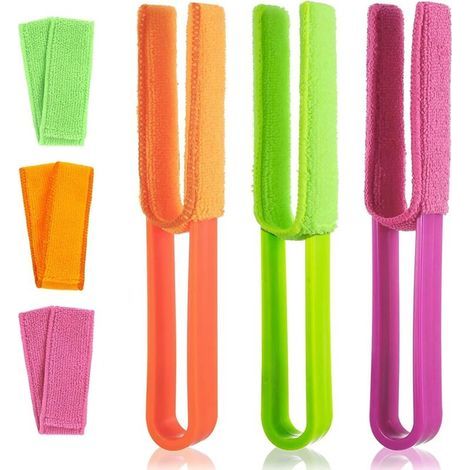 Lot de 6 brosses de nettoyage pour stores, brosses avec manchons en microfibre amovibles pour le nettoyage des fenêtres, climatiseurs et grilles d'aération. (1/5)