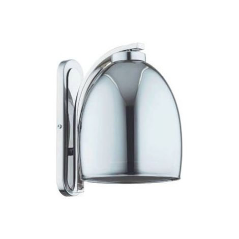 Alfa RONDA PRO Chrome Loft Industrial Wall Sconce Lamp with Glass Shade, 1xE27 (Max 15W) Dimmable, IP20 Indoor Wall Light for Living Room Hallway, 27x25x17 cm