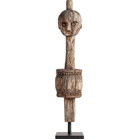 Sculpture ethnique en bois de manguier - marron vieilli et noir (1/3)
