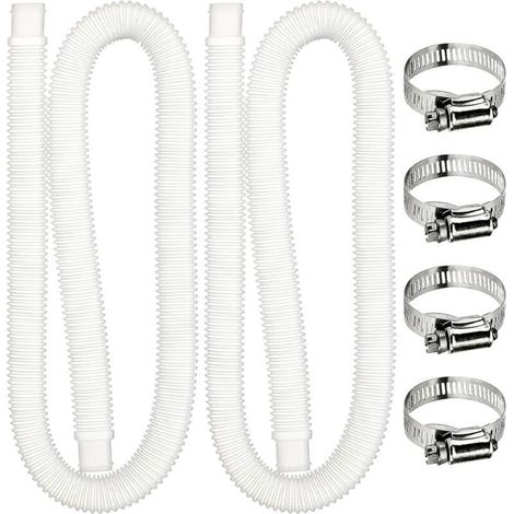 2 Pcs Tuyau de Rechange pour Piscine Hors Sol Tuyau de Remplacement de Piscine avec 4 colliers de serrage en métal,tuyau de filtre de piscine pour piscines hors sol (1/5)