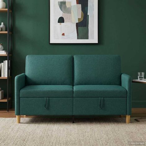 vidaXL Sofá con almacenamiento Verde oscuro 152 x 78 x 87 cm Poliéster (1/5)