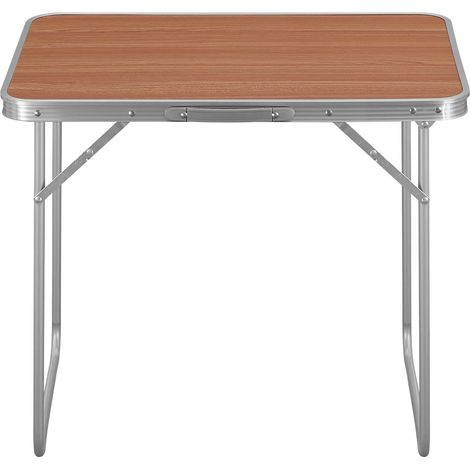 Table pliante ultra-légère portable en MDF et acier, 70 x 60 x 50 cm, couleur chêne (1/5)