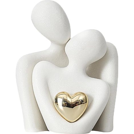 1 Statue de Couple en Céramique, Sculpture Abstraite, Ornement Blanc Mat, Décoration Salon, Chambre (1/5)