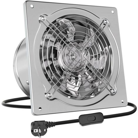 Extracteur d'air 150mm Ventilateur Mural 525m³/h avec Clapet Anti-Retour Matériau Métallique avec EU Plug pour Bureau Grenier Garage Cuisine
