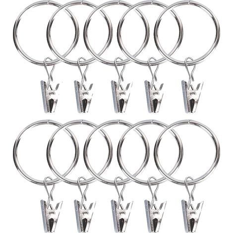 Fermacravatte per tende, in metallo, stile moderno, colore argento - 32 mm, 20 pezzi (1/2)