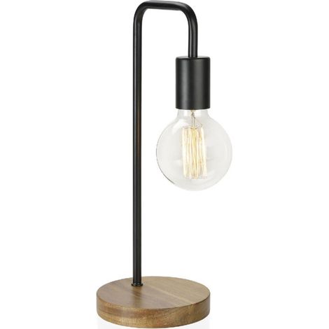 Lampe à Poser Courbée Design en Bois et Métal Noir (1/2)