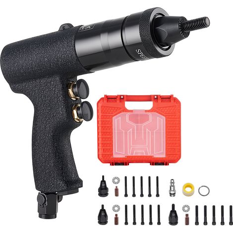 Mophorn Druckluft-Nietmutternzange Set mit metrischen Kopfstücken M5, M6, M8, M10, für Automobil-, Industrie- und Heimwerker, 1134 kg Zugkraft, Vorwärts- und Rückwärtsfunktion, inklusive 20 Mandrels (1/5)