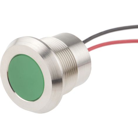 Voyant LED lumineux Vert RS PRO, dia. 22mm, 220V c.a., IP67 ( Prix pour 1 ) (1/2)