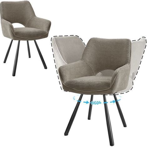Chaises de salle à manger - WAFTING - WAFTING - Lot de 2 - Pivotantes - Velours taupe (1/5)
