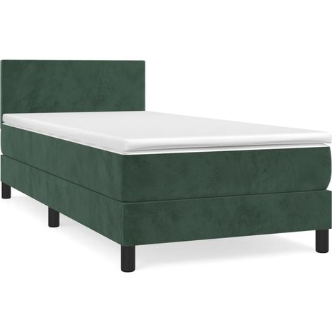 Lit simple,Lit adulte,Sommier à lattes de lit avec matelas Vert foncé 90x190 cm CFW3771535 (1/5)