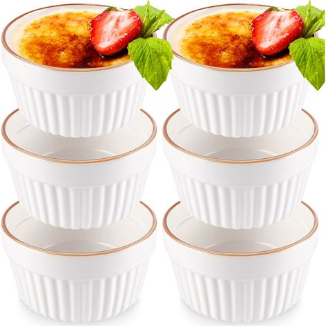 Ramequins en porcelaine blanche - lot de 6 - Plats de cuisson pour Crème Brûlée 170 ml (1/5)