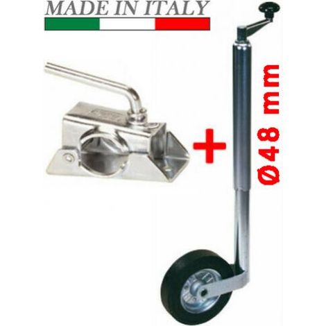 RUOTA RUOTINO DI SOLLEVAMENTO E MORSETTO CARRELLO RIMORCHIO ROULOTTE (29204/1) (1/2)