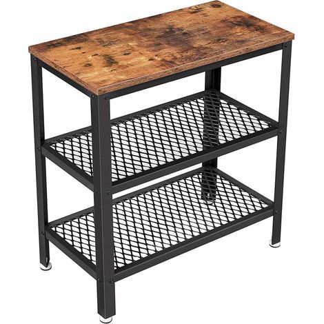 Table d’appoint table console 2 étagères en maille pour couloir salon chambre bureau 60 x 30 x 60 cm gain d’espace montage facile style industriel marron rustique (1/2)