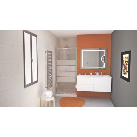 ONDEE - Mampara de baño SHIVA, Mampara de baños batientes - vidrio templado - acabado cromado - 90x190cm (1/4)