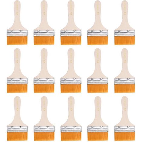 Lot de 15 pinceaux plats pour peinture murale avec manche de 7,6 cm (3 pouces). (1/5)
