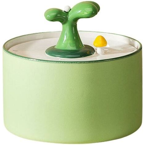 Distributeur d'Eau en Céramique pour Chat, Fontaine Automatique Silencieuse, Mobile et Verte (1/4)