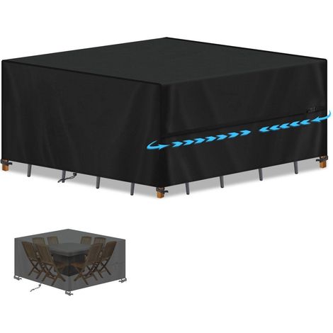 Housse de protection pour meubles de jardin 190x190x75cm, imperméable 420D Oxford (1/5)