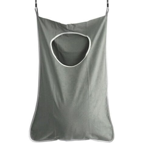 Sac à linge suspendu, espace, fermeture éclair inférieure pour un déchargement facile, avec panier réglable pour vêtements sales (1/3)