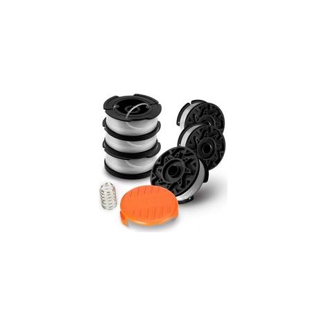 Lote de 6 Bobinas A6485 A6481 para Black Decker Coupe-Bordures,6 x 9 m de Fil en Nylon, Fil de €1,65 mm+1 Capuchon +1 Ressort