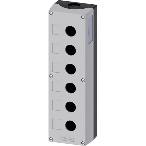 Siemens Caja para aparatos de mando, 22mm, redondo, plástico, gris, 6 puestos de mando, 3SU18060AA000AB1
