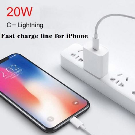 Chargeur - - iPhone 12 Pro Max - USB-C 20W - Charge rapide 3.0 - Cable USB-C 2m (1/4)