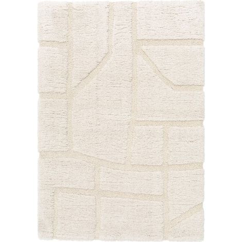 BOBOCHIC - Tapis poils longs MARINA motif graphique 160x230 Ecru (1/5)