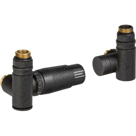Tee thermostatique axial droit noir str (tête vers la gauche) Luxrad (1/4)