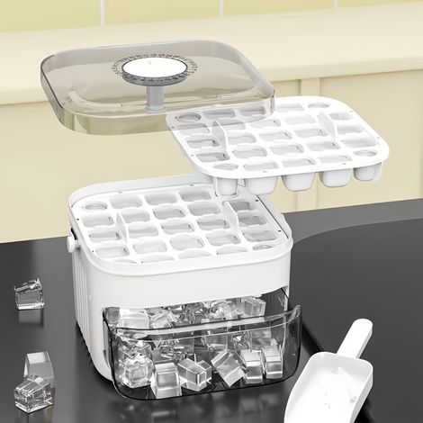 Moule à glaçons (1 pièce) pour glaçons maison, grande capacité, compatible avec les mini-réfrigérateurs domestiques avec couvercle, glaçons double couche (FMY) (1/5)