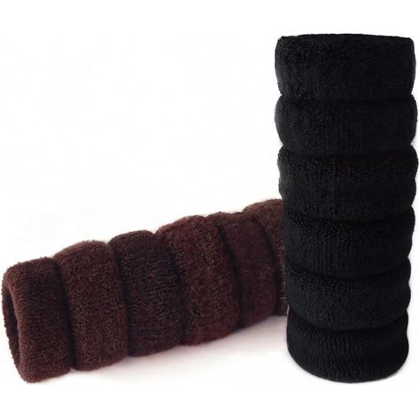 Élastiques à cheveux extensibles pour cheveux épais, larges et extensibles, chouchous pour cheveux pour femmes et filles (lot de 12). (1/5)