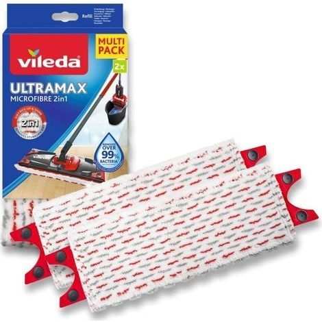 Convient aux recharges Ultramax, lot de 2, compatible avec tous les systèmes de balais plats et tous les types de sols, élimine plus de 99 % des bactéries avec de l'eau seulement. (1/5)