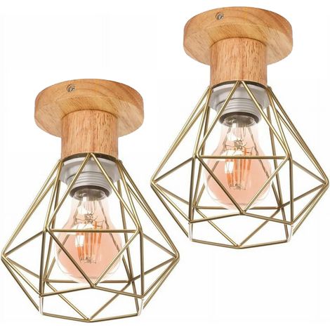 plafonnier E27 lustre vintage suspension industrielle Ø155mm pour salon cuisine chambre restaurant 2 pièces Doré (1/5)