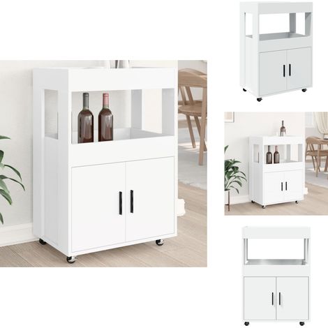 Barwagen Weiß 60x39,5x89 cm Holzwerkstoff - Sideboard - Barwagen - Servierwagen - Küchenkasten - Möbel Aus Holzwerkstoff (1/5)