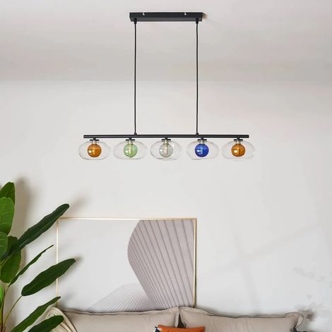 [GEBRAUCHT] B-Ware Eco Light Hängeleuchte Pendelleuchte Uranus Glas Bunt 98 Cm 5 Flammig G9 Led